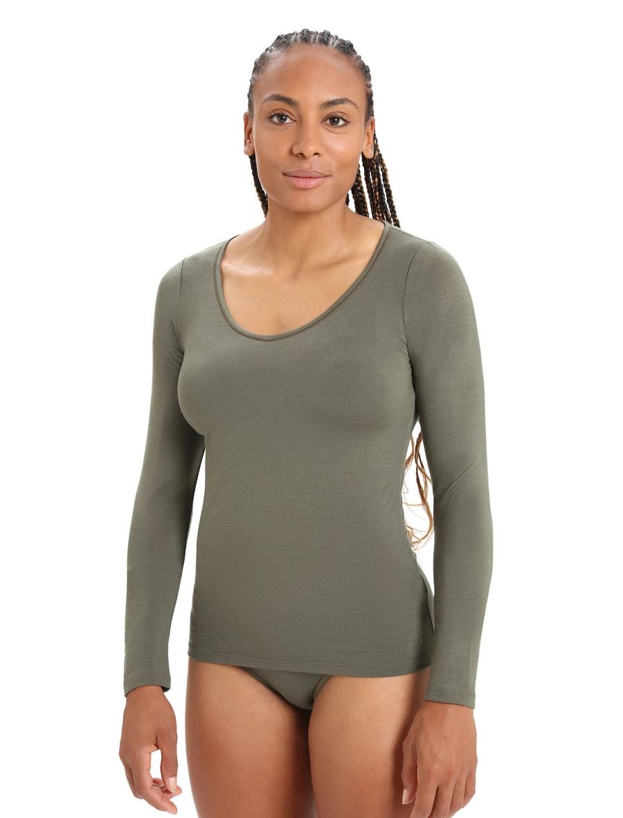 Loden Icebreaker Merino Siren Long Sleeve Sweetheart Top Women\'s Underwear | AU 1688KORI